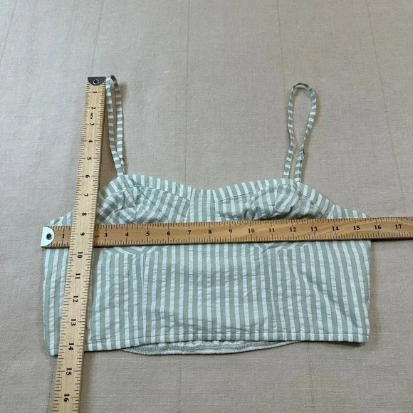 Anthropologie | Striped Bustier Crop Top Sage Green | Women's XS - Picture 4 of 7
